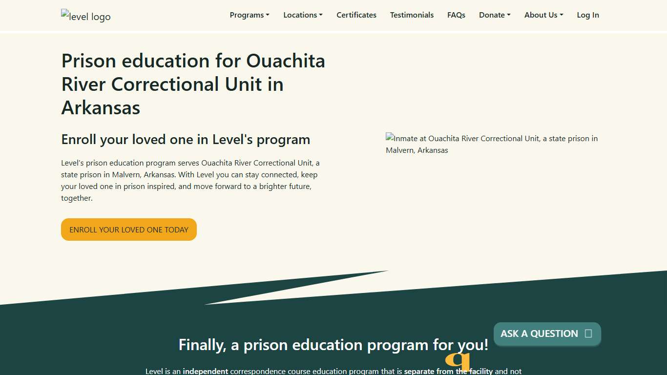Prison Education For Ouachita River Correctional Unit - Level